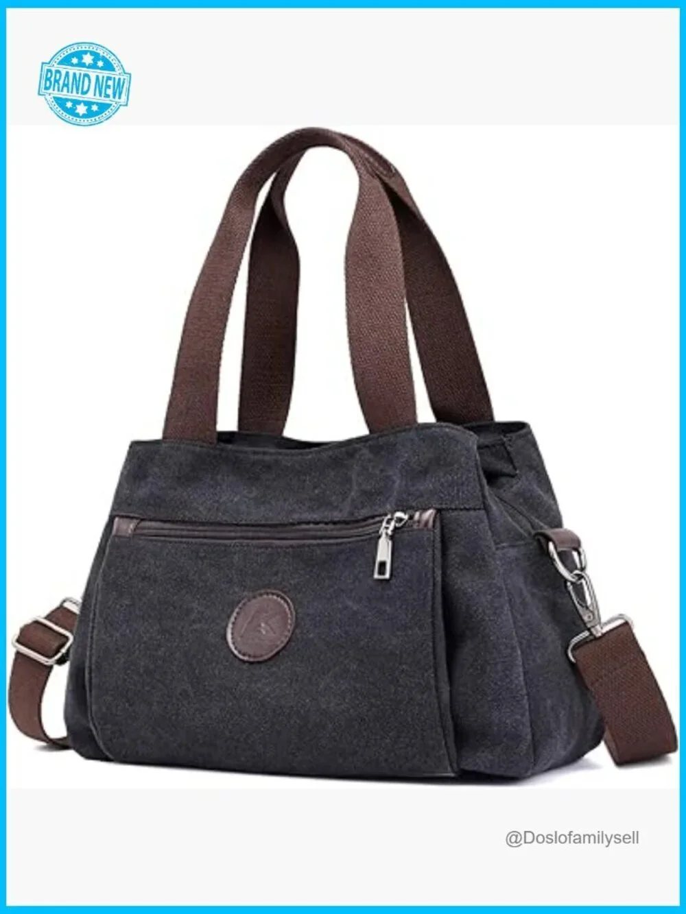 Canvas Hobo Handbag Multi Compartment Tote Satchel Crossbody Shoulder Bag
